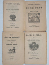 Load image into Gallery viewer, Nursery rhymes, from the royal collections + The Renowned History of Dame Trot and Her Cat + Cries of Banbury and London + Jack & Jill & Old Dame Gill. J.G.Rusher. Banbury. C.1820.