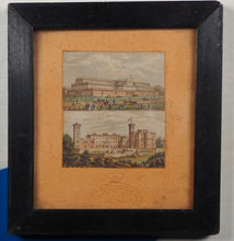 Load image into Gallery viewer, George Baxter, 1804-1867. Two circa 1851 "Needle Box" miniature prints, of Crystal Palace and of Osborne House.