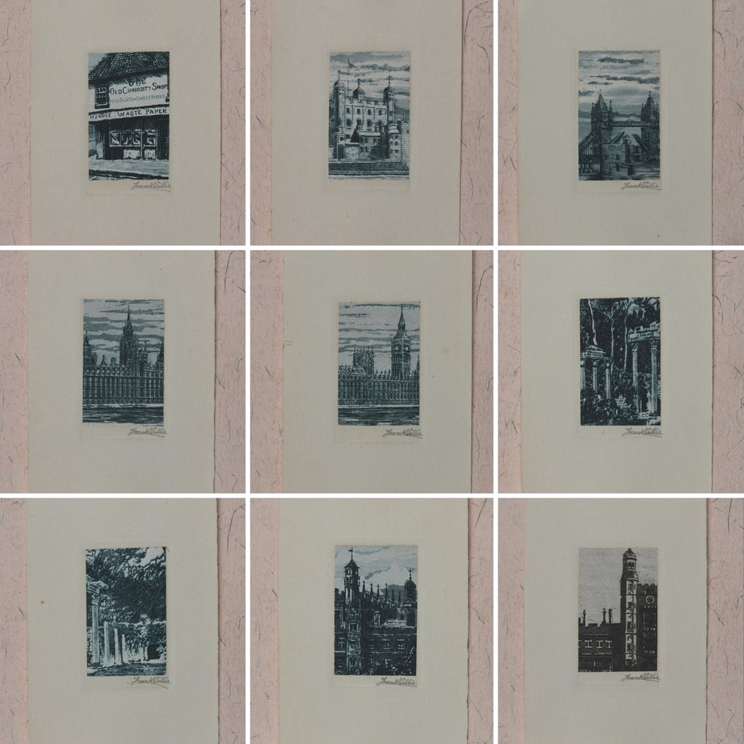 Willis, Frank (1865-1932). Original Set of Signed Artist's India Proof Miniature Line Engravings for H.M.Queen Mary. Willis, Frank (1865-1932). Whitstable, Kent. 1923.