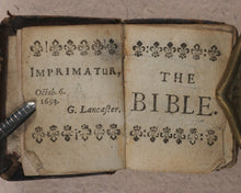 Load image into Gallery viewer, Thumb Bible. Verbum Sempiternum [and] Salvator Mundi, [by John Taylor]. F. Collins for T. Ilive. At the Nags-Head in Jewen Street. London. 1693.
