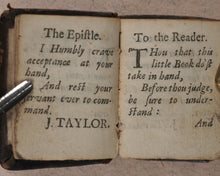 Load image into Gallery viewer, Thumb Bible. Verbum Sempiternum [and] Salvator Mundi, [by John Taylor]. F. Collins for T. Ilive. At the Nags-Head in Jewen Street. London. 1693.
