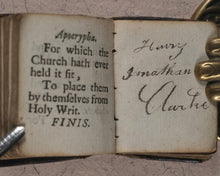 Load image into Gallery viewer, Thumb Bible. Verbum Sempiternum [and] Salvator Mundi, [by John Taylor]. F. Collins for T. Ilive. At the Nags-Head in Jewen Street. London. 1693.
