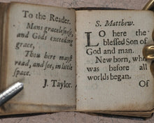 Load image into Gallery viewer, Thumb Bible. Verbum Sempiternum [and] Salvator Mundi, [by John Taylor]. F. Collins for T. Ilive. At the Nags-Head in Jewen Street. London. 1693.
