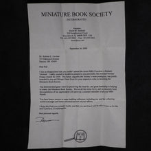 Load image into Gallery viewer, Levitan, Kalman L. Norman Forgue Award. Sanford, Donn W. Miniature Book Society. 2000. Presented to Kalman L. Levitan [and to Miriam Owen Irwin].
