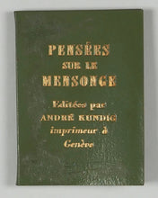 Load image into Gallery viewer, Pensées sur le mensonge. Kundig, Andrée. Genève. 1968.
