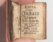 Load image into Gallery viewer, Biblia, oder Inhalt der ganzen Heil. Schrift, mit 6 Kupf. Cansteinsche Bibelanstalt. Halle. 1816.
