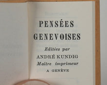 Load image into Gallery viewer, Pensées Genevoises. Kundig, Andrée. Genève.1963.
