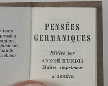 Load image into Gallery viewer, Pensées Germaniques. Kundig, Andrée. Genève. 1965.
