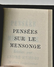 Load image into Gallery viewer, Pensées sur le mensonge. Kundig, Andrée. Genève. 1969.
