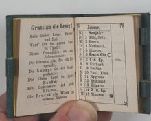 Load image into Gallery viewer, Miniatur-Kalender für das Jahr 1877 mit Versen Von Carl Faust. Fünster Jahrgang. Reges, B. [Johann Andreas Benjamin]. Frankfurt. [1876].
