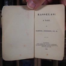 Load image into Gallery viewer, Johnson, Dr. Samuel [with] Madame [Sophie] Cottin. Rasselas: a Tale. [together with] Elizabeth; or, Exiles of Siberia. A Tale founded on facts, from the French of Madame Cottin. &gt;&gt;DOUBLE MINIATURE VOLUME&lt;&lt; Publication Date: 1835 CONDITION: GOOD
