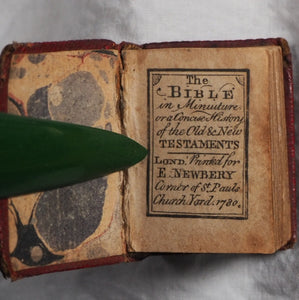Bible in minuiture [sic] or a concise history of Old & new Testaments Bible in minuiture or a concise history of Old & new Testaments. Publication Date: 1780 Condition: Very Good. >>MINIATURE BOOK<<