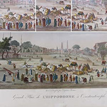 Load image into Gallery viewer, Hand-coloured copper engraving (#10 of 48) from the GRANDEST BOOK of VIEWS OF CONSTANTINOPLE."Grand Place de l'Hippodrome à Constantinople". Duplessis Bertaux &amp; François Denis Née (Engravers), Antoine Ignace Melling (Artist).  1819
